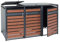 XL 3er/6er-Mülltonnenverkleidung HWC-J81, Mülltonnenbox, Metall 95kg anthrazit - Kirsche-Holzoptik Dunkelbraun