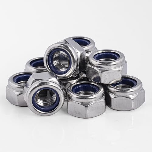 Topnorm24 - Sicherungsmuttern DIN 985 Edelstahl M6-100 Stück A2 - V2A rostfrei - Stopmuttern - Selbstsichernde Muttern - Klemmmuttern Schraubmutter (100, M6)