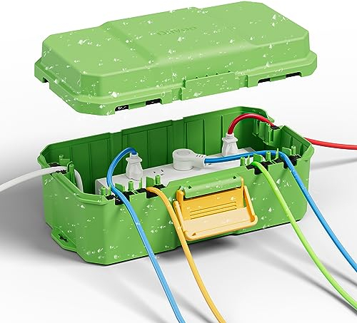Kabelbox Wasserdicht, Diivoo Wetterfeste Safe Kabelbox außenbereich, Waterproof Outdoor, größe 6-Kabel-Dichtungseinführung schützen Power Strip, Timer-Steckdose(28,5×15×11cm)