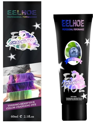 Temporäre Haarfarbe, Auswaschbare Haarfarbe, Farbwechsel Haarfarbe, Diy Haarfärbecreme, Thermochrome Farbwechsel Haarfarbe, Einweg-Haarfärbe Perfekter Cosplay-Party-Look (60ml-Royal Blue)
