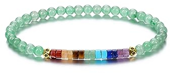 CrystalTears Grüner Aventurin Armband Damen 4mm Beads elastischer Perlenarmband mit echte Chakra Steine Reiki Talisman spirituelle Geschenke