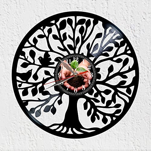 VINY WOODY Baum des Lebens Wanduhr Vinyl Schallplattenuhr Wohnkultur Wanduhr