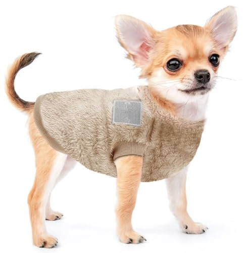 Voarge Haustier-Wintermantel aus Wolle mit D-Ring, Winter Warmer Hund Katzenpullover Kleidung Haustiermantel Kostüm Welpenpullover, Grau, M (Braun, L)