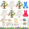 Shinybox Ostern Basteln Kinder, 117 Stück Ostereierbaum Bastelset, Hasen aus Holz zum Bemalen, Ostern Bastelhandwerk, Holzanhänger Ostern, DIY Anhänger Ostern für Kinder und Frühling zum Dekorieren
