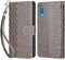 Handyhülle für Samsung Galaxy A7 2018 Hülle, Samsung A7 2018 Hülle, Premium Leder Flip Klappbare Stoßfeste Magnetische [Standfunktion] [Kartenfächern] Schutzhülle Tasche - Grau