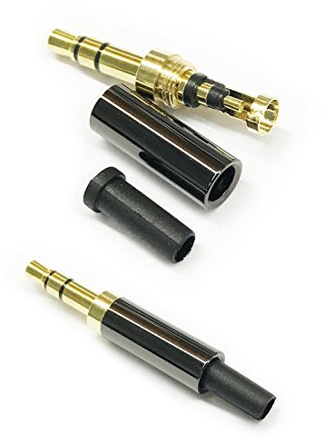 ABLET 2 Pack Gold 1/8 3.5mm 3 Pole TRS männlich Reparatur Kopfhörer Buchse Stecker Metall Audio Löten Headset Stecker Schwarz