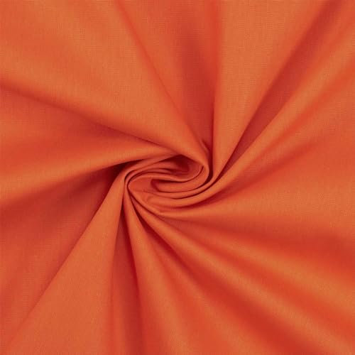 Baumwollstoff Popeline, 100% Baumwolle, Stoff zum Nähen, uni flammenorange (Länge am Stück: ab 50cm / Breite: 148cm)