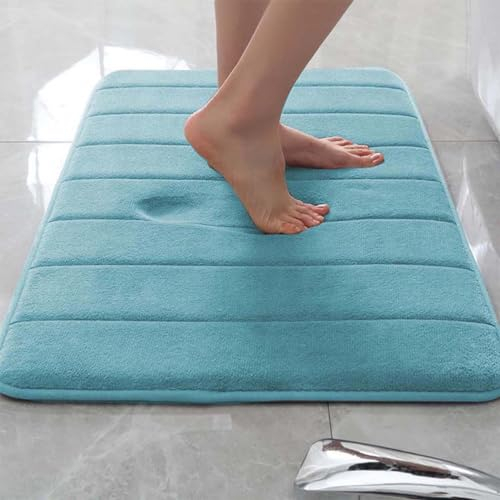 Rr tianshi Rutschfeste Badematte, weiche Badezimmer-Bodenmatte, extra weich, saugfähig, schnell trocknend, Badematte, Memory-Schaum, Bodenmatte, Fußmatte (80 x 120 cm, Hellblau)