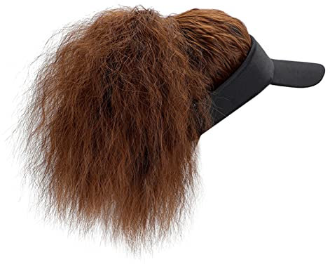 Generisch Herren Baseball Cap mit Haarverlängerungen, Kunsthaarperücke, verworrenes, lockiges, verstellbares Wellenhaarteil, Cap (Unisex, One Size, Schwarz, Braun)