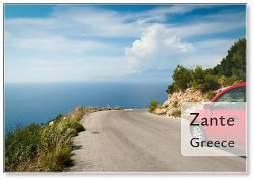 Road in Mountain Along Coast (greek Island, Zante), Fridge Magnet