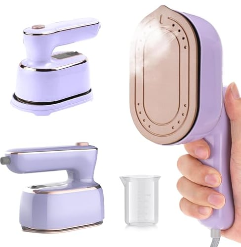 CUBTEM Defroisseur Vapeur,1000W Fer à Repasser Steamer,Fer a Repasser Vapeur,Mini Fer à Repasser,20s De Chauffage Rapide,Réservoir Deau 100 ML,Humide et sec Pour La Maison,Bureau and Voyage (Violet)