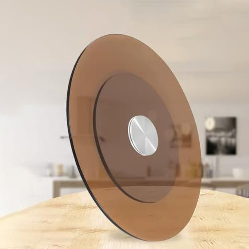 GSKFXJ Large Lazy Susan Turntable 24 28 Tempered Glass Rotating Serving Tray for Dining Table, 360° Rotating Tray Brown Serving Plate Perfect for Family Gatherings, Banquets, Weddings(70cm/28inch)