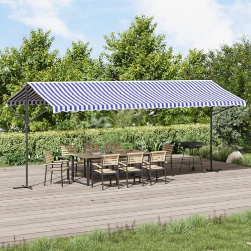 Capwee Store Banne Autoportant Double Pente à Manivelle Auvent autoportant pour Balcons Terrasse et Jardin-Blanc-6 x 3 m