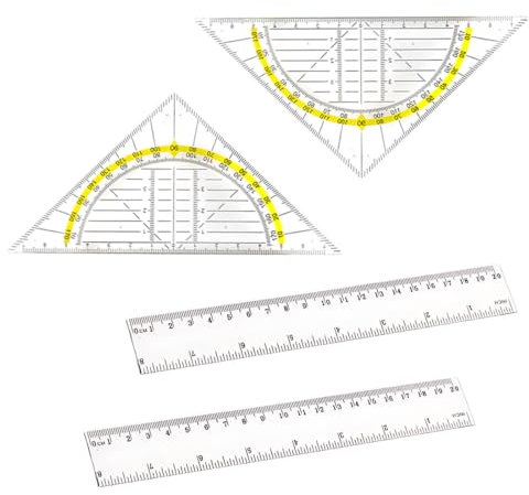 SULIUDAJI 2 Pcs Goniometro Con Manico Staccabile E 2 Pcs Righello 20Cm Goniometro 14 Cm Con Manico Staccabile Goniometro In Plastica Trasparente Con Scala Gialla Scala Tecnica E Goniometro Per La Scuo