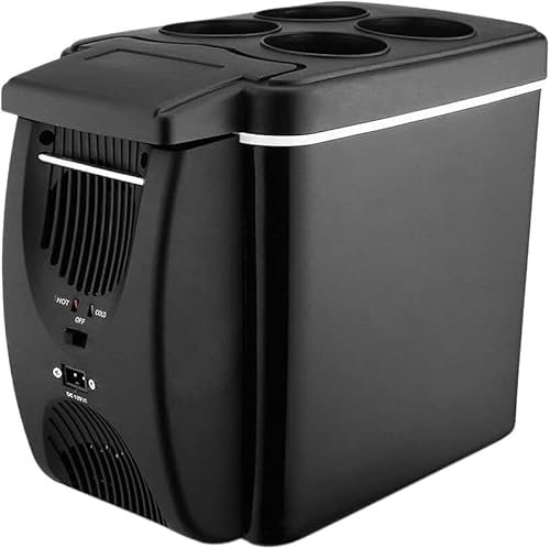 JvFbjLF 12V 45W 6L Mini Fridge 2-in-1 Standalone Low Noise Car Fridge Heater Portable Car Home Camping