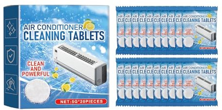 Pastillas de limpieza de aire acondicionado para filtros de aire acondicionado domésticos para una limpieza profunda en el interior de la unidad colgante para eliminar los olores PtM852 (azul claro, 4