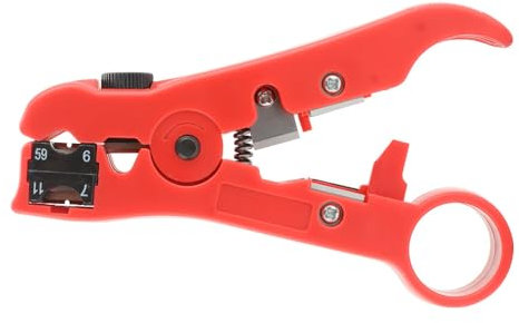 Koaxial Kabel Abisolierer, universell für Koaxialkabel, Antennenkabel, Datenkabel,RG 59, RG 6, RG 7, RG 11, Telefonkabel (130 mm, rot)