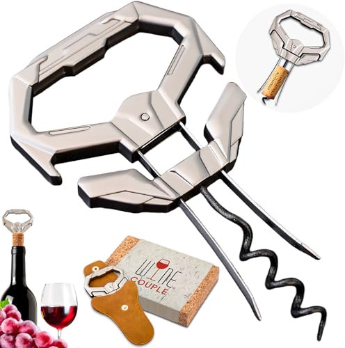 ZONSUSE Cavatappi per Vino Vecchio,Ah So Apribottiglie per Vino Invecchiato,Cavatappi a Due Punte,per Sugheri Fragili Bottiglia D'epoca,Idea Regalo per Amanti del Vino Collezionisti (Mecha)
