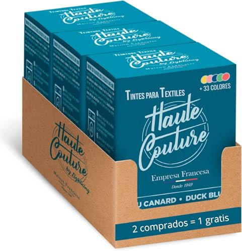 HAUTE COUTURE - Tinte para Ropa y Textil Azul - 350g - Azul Pato - Tinte Textil Todo en uno - Listo Para Teñir Ropa y Tejidos