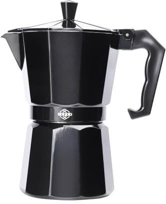 Bogoo Moka Espresso Stovetop Coffee Maker - Classic Italian Style Aluminium Percolator for Gas & Electric Hobs, Available in 3 Cup (150ml) & 6 Cup (300ml) Sizes (6 Cup)