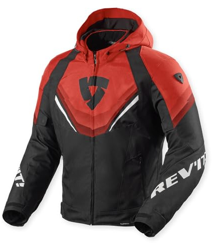 Revit Quantum 3 H2O wasserdichte Motorrad Textiljacke, schwarz/neon-rot, M