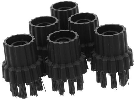 TEHAUX 6pcs Steam Cleaner Brush Set M8 Nylon Bristle Replacement Attachments for Floors Grout and Upholstery Cleaning
