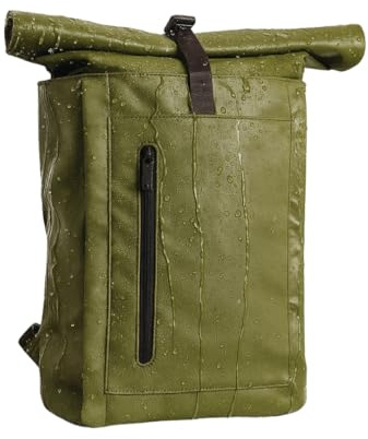Rucksack Herren & Damen Grün - Unisex - Rolltop Backpack für Fahrrad, Reisen, Arbeit, Uni - 17 Zoll Laptop Fach - Tagesrucksack - Wasserdicht - Groß16L