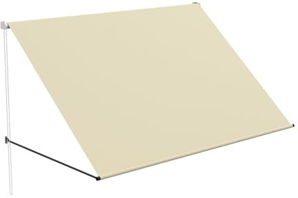 QEENTOE 200x145cm Fallarmmarkise Markise Fenstermarkise – Wetterfeste Balkonmarkise aus Stahl – UV-beständiger Sonnenschutz für Fenster, Balkon & Terrasse (Beige)