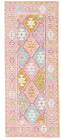 RugVista Saga Li In & Outdoor-Teppich, Rechteckig, 80 x 200 cm, Mehrfarbig | Moderne, Niedriger Stapel, Nur Handwäsche, Oeko-Tex 100, UV-beständig, Diele, Patio