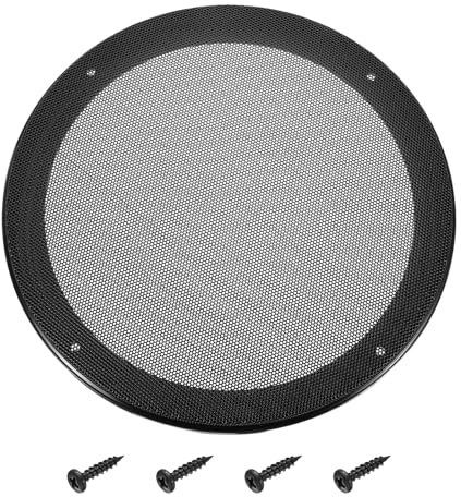 sourcing map 8 Speaker Grill Mesh Cover, Metal Speaker Cover Subwoofer Mesh Grill Guard Protector with Black ABS Plastic Frame for Car Audio Accessories with 4 Screws, Black