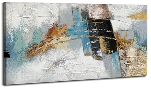 WENGTIAO Grande Astratto Quadro Dipinto a Mano, Pittura Acrilica, Quadri Moderni Astratta con Texture, Quadro su Tela per Soggiorno Decorazioni Parete 120x60 cm