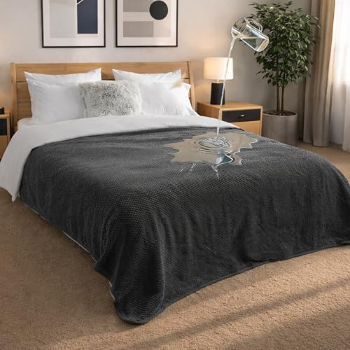 Dreamzie - wasserdichte Decke - Hundedecke Sofa, Bett, Auto, Outdoor 218x228cm - Reversible und Maschinenwaschbar Liebesdecke aus Sherpa Fleece - Dunkelgrau