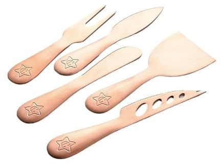 Ouyniei 5-Piece Cheese Knife Set - Perfect for Cheese Lovers, Includes Cream, Butter, Smear, and Mini Jam Knives(Rose Gold)