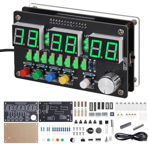 Löt Bausatz PEMENOL DIY Uhr LED Timer Wecker Elektronik Löten Lernen Set Elektronik-Bausatz für den Schulunterricht Klassenräumen Geburtstagsgeschenk (Schwarz)