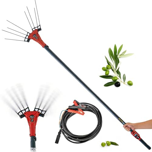 SAIYERUS Professioneller Obstpflücker mit 175-270cm Teleskopstange, 600W-Elektro-Olivenpflücker, Kaffeebohnenrechen, Baumrüttler, tragbares Obstpflückwerkzeug für die Ernte über größere Entfernungen