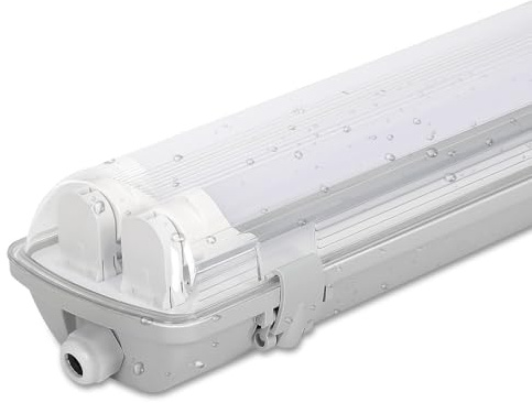 Jaxguom 150cm LED Feuchtraumleuchte 2-flammig Komplett-Set, IP65 Wannenleuchte inkl. 2x24W T8 Röhren (4800lm), 4000K NW, Deckenleuchte für Garage & Lager