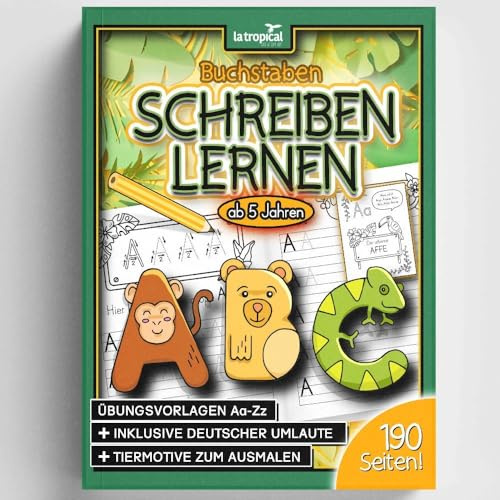 Buchstaben schreiben lernen ab 5 Jahren: Mein großes ABC der Tiere! Mein Vorschule-Übungsheft zum Alphabet-Druckschrift lernen mit Malbildern. ... für die Vorschule und Grundschule, Band 2)