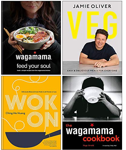 Wagamama Feed Your Soul [Hardcover], Veg Jamie Oliver [Hardcover], Wok On [Hardcover], The Wagamama Cookbook 4 Books Collection Set