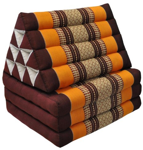 Wilai Kapok Thaikissen, Dreieck mit DREI Auflagen (81103 - braun/orange)