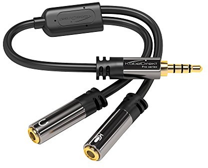 KabelDirekt – Câble répartiteur/Adaptateur Jack pour Casque 3.5 mm (4 pôles, pour micros externes)