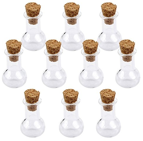 Butterme 10pcs Birnen-Form Mini Tiny Klarglas Gläser Flaschen mit Korken für DIY, Kunsthandwerk, Projekte Dekoration, Party Favors