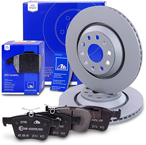 ATE Bremsenset Hinterachse inkl. Bremsscheiben hinten Ø 310 mm belüftet und Ceramic Bremsbeläge hinten Kompatibel mit AUDI A3, Q2, Q3, TT, CUPRA, SEAT, SKODA, SUPERB, VW GOLF 7, PASSAT B8, TIGUAN
