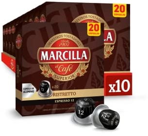 Marcilla Cápsulas de Café Ristretto | Intensidad 12 | 200 Cápsulas Compatibles Nespresso (R)* - Amazon Exclusive