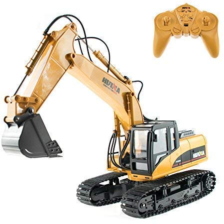 efaso 1:14 RC Pelleteuse 1550-2,4 GHZ Véhicule de Chantier avec Son et Lumière, Pelle de Métal, Aufnahmemodus et Beaucoup Steuerungsmöglichkeiten