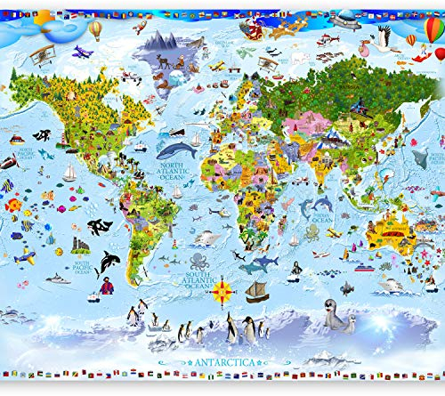 murando Fototapete selbstklebend Weltkarte für Kinder 294x210cm Foto Tapete Tapetenfolie Möbelfolie Wandverkleidung Wandtapete Motivtapeten Bildtapete Wohnzimmer Schlafzimmer 3d Effekt e-A-0102-a-a