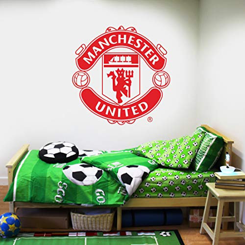 Beautiful Game Manchester United Football Club Official (ONE COLOUR) Crest Sticker Decal Wall Art (Red, 60cm)