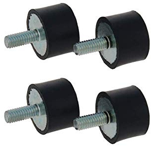 MroMax Lot de 4 amortisseurs cylindriques de 1,5 x 1 cm avec goujons M4 x 10 mm Filetage mâle Supports en caoutchouc Isolateurs anti-vibrations Bloc de base Noir