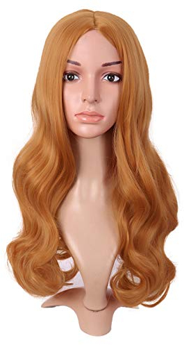 MapofBeauty Pony Synthetische Faser Lockige Haarfasern Middle Cosplay Perücke (Goldene Orange)