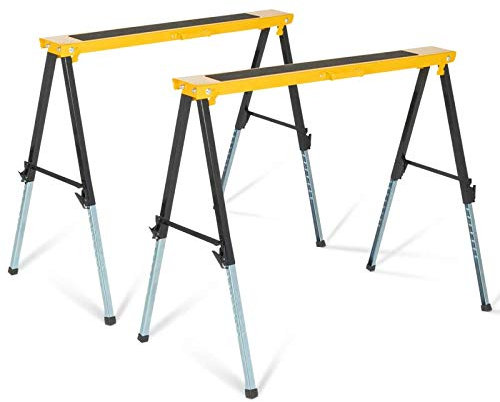 IDMarket - Set di 2 cavalletti telescopici pieghevoli ampio vassoio antiscivolo
