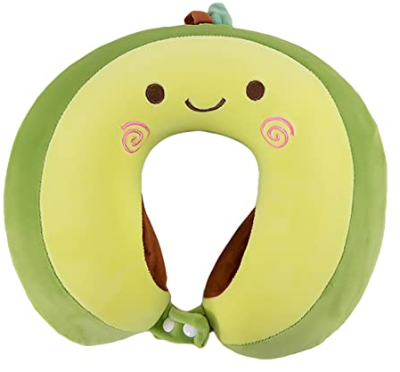 EXQULEG Cartoon Nackenkissen Memory Foam Nackenkissen Stützkissen, Reisekissen Kinder Reisekissen Ideal für Reise Büro und Haus (Avocado)